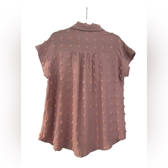 BOTHENIAL Women Pink Button Down Chiffon Blouse Size Medium - Picture 6 of 8